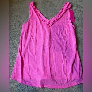 Lilly Pulitzer Bright Pink Ruffle Tank Top